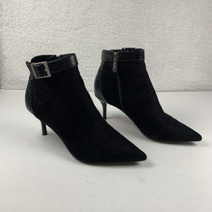 Charles by Charles David Agent Pointed Toe Ankle Boot Womens 8M Black Suede 7893
